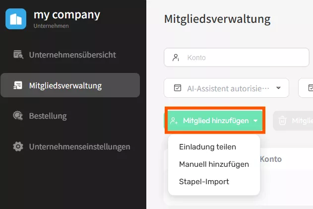 Mitglieder hinzufügen updf enterprise