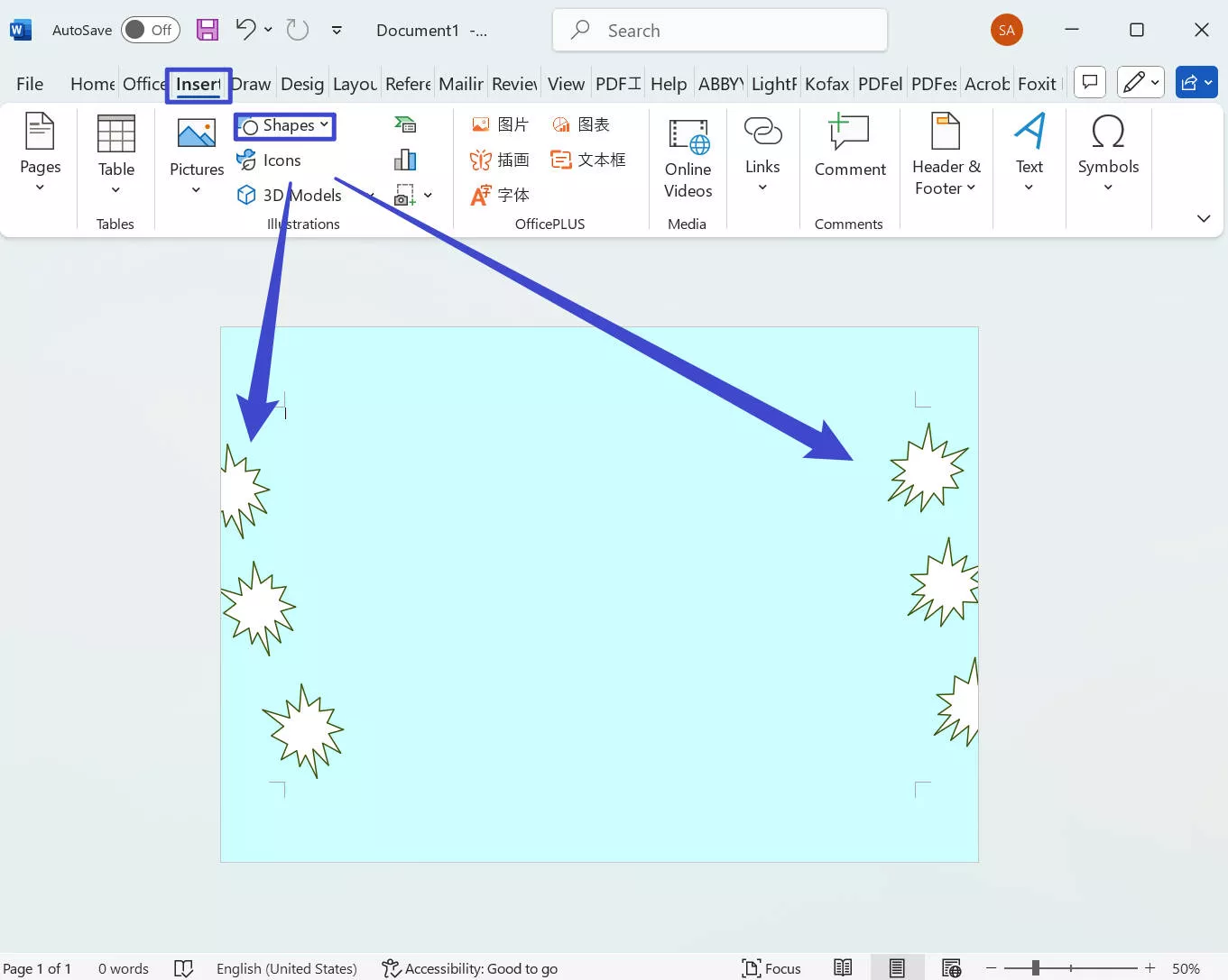 add shapes to make poster word