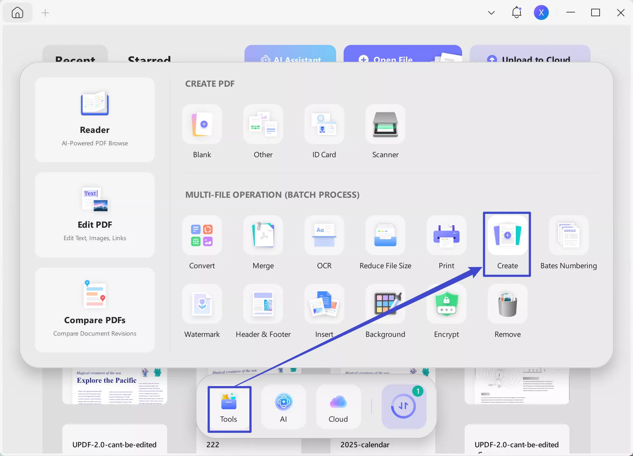 choose batch create feature