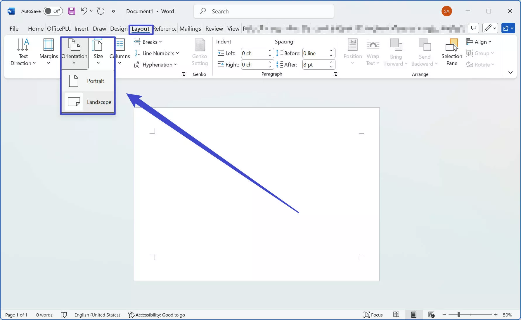 change the orientation with updf windows