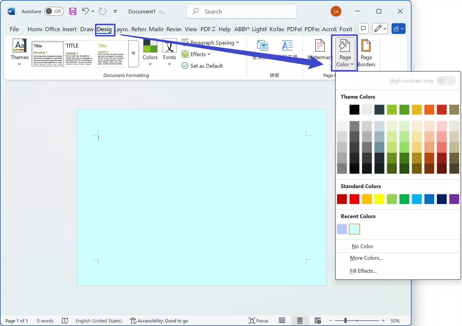 choose background color word