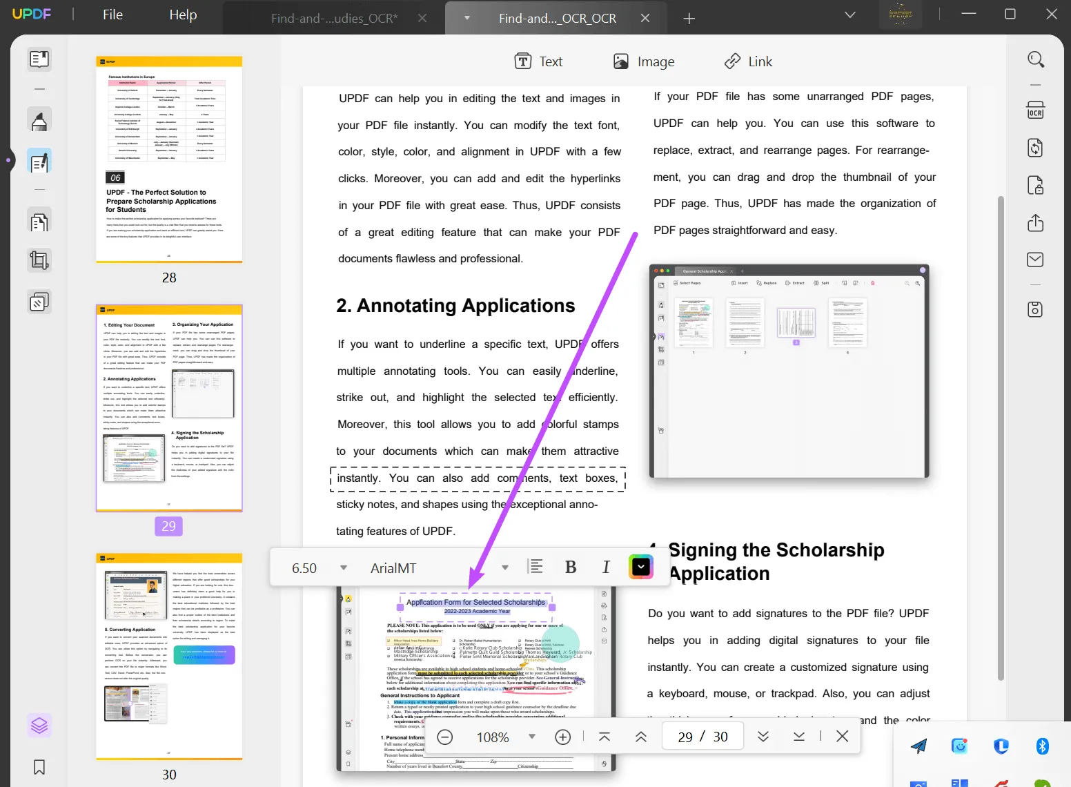 Modifica il testo dell'immagine PDF