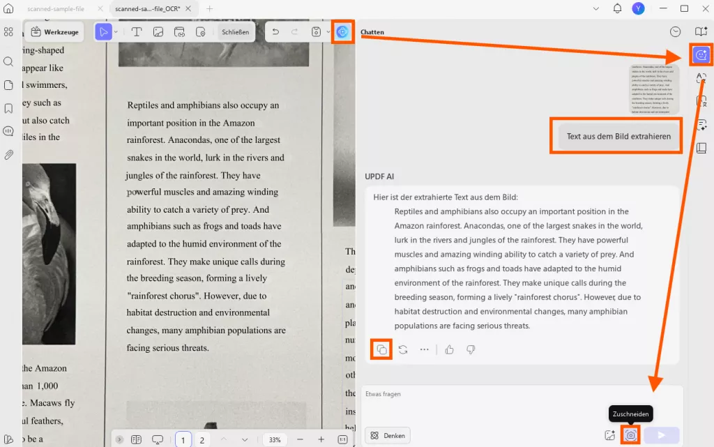 Extrahieren Sie Text aus dem Bild mit UPDF-Fenstern