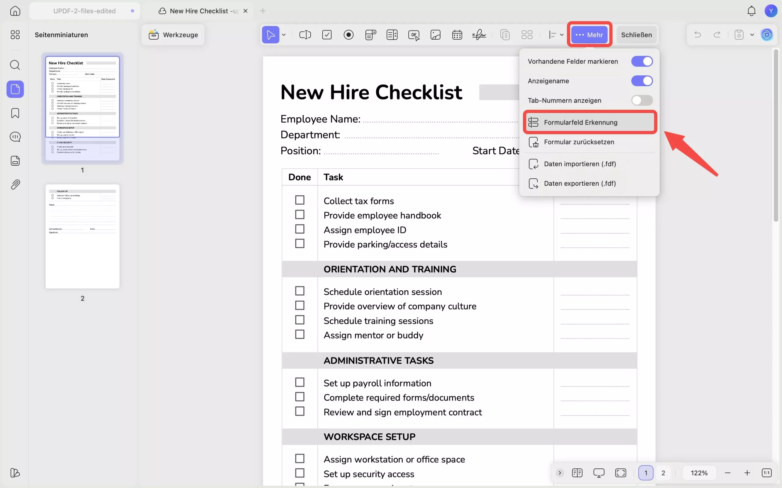 Formularfeld Erkennung