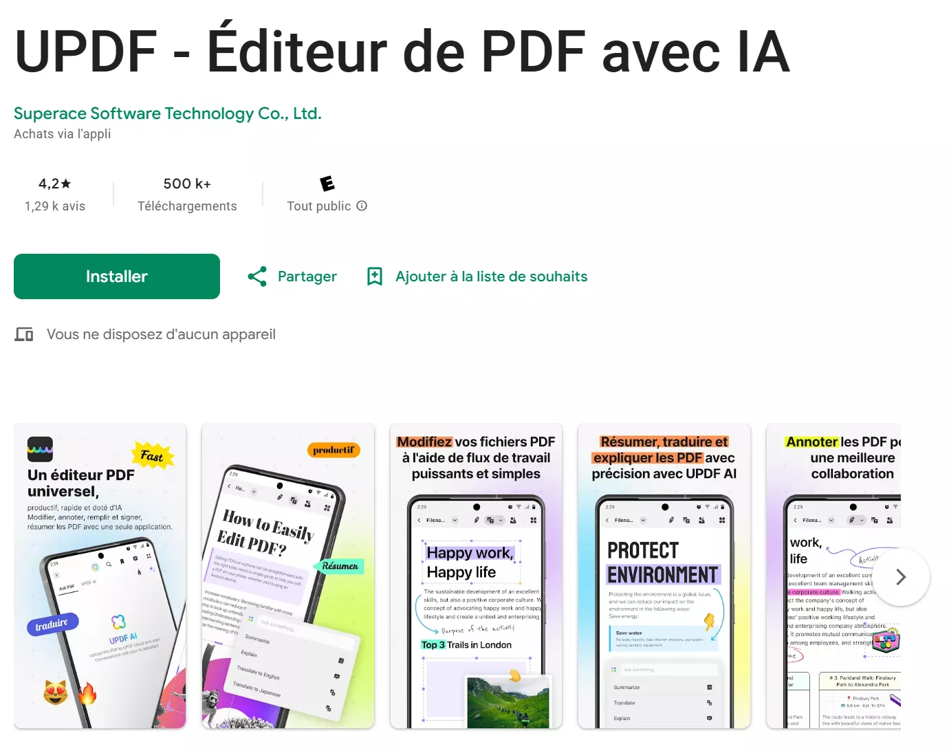 updf éditeur pdf pour android