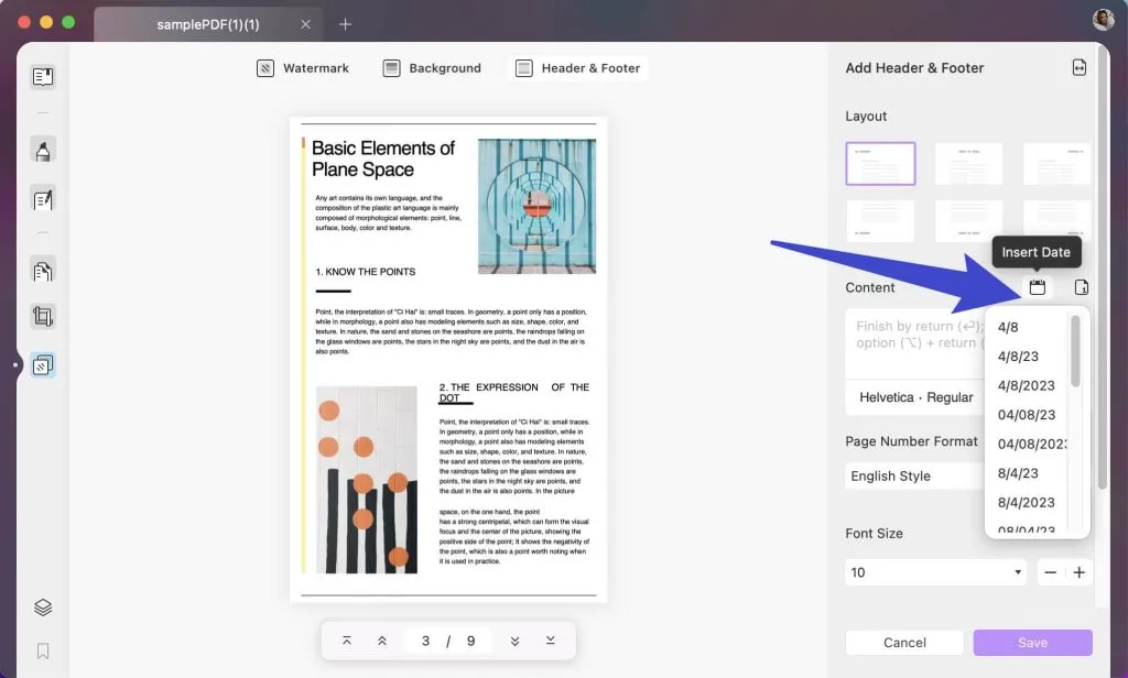 how to add a date to a pdf