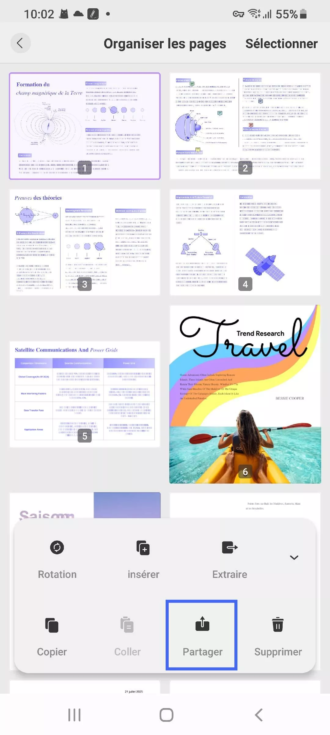 Partager des pages Android