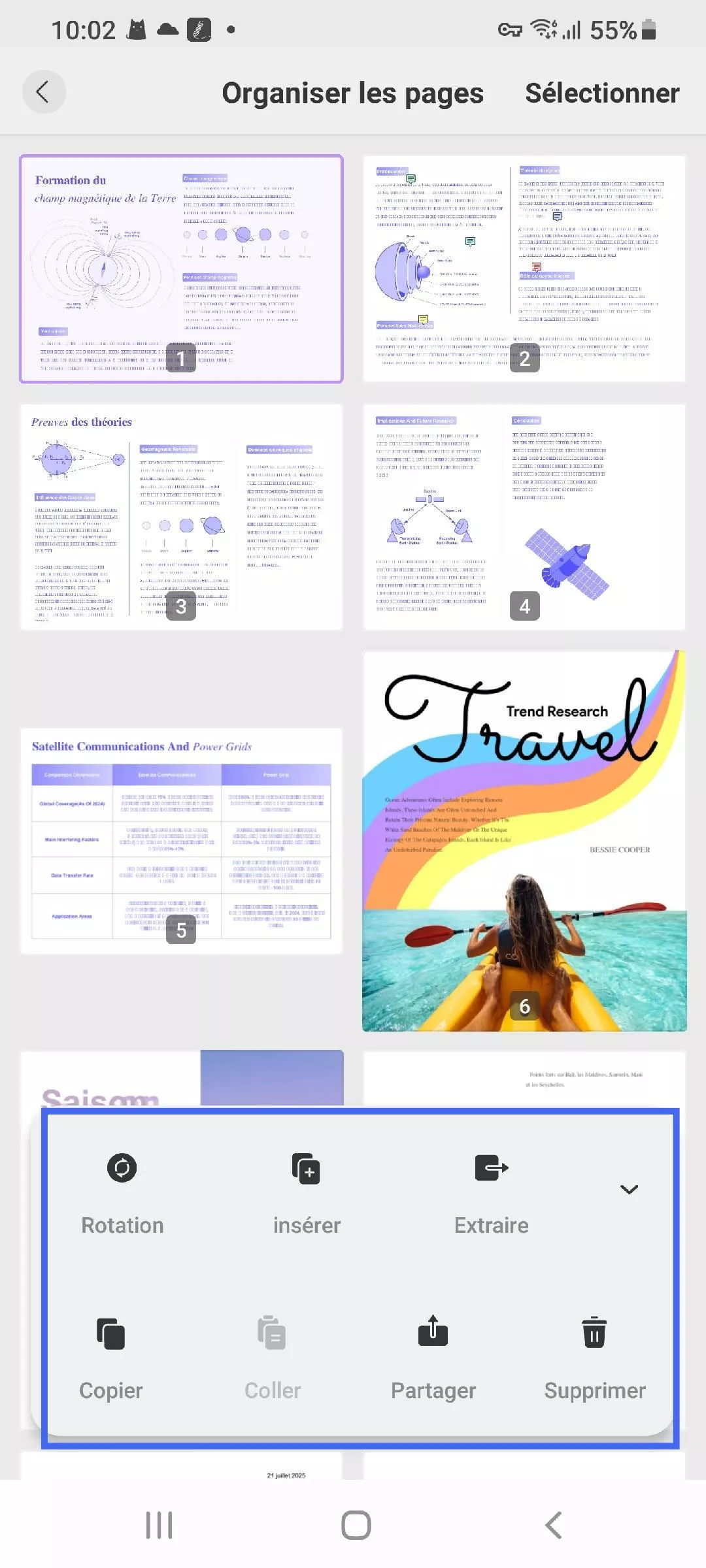 outils d'organisation des pages updf