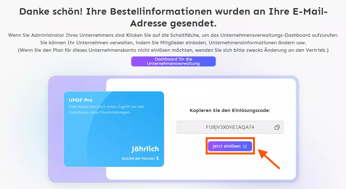 Klicken Sie auf „Jetzt einlösen“