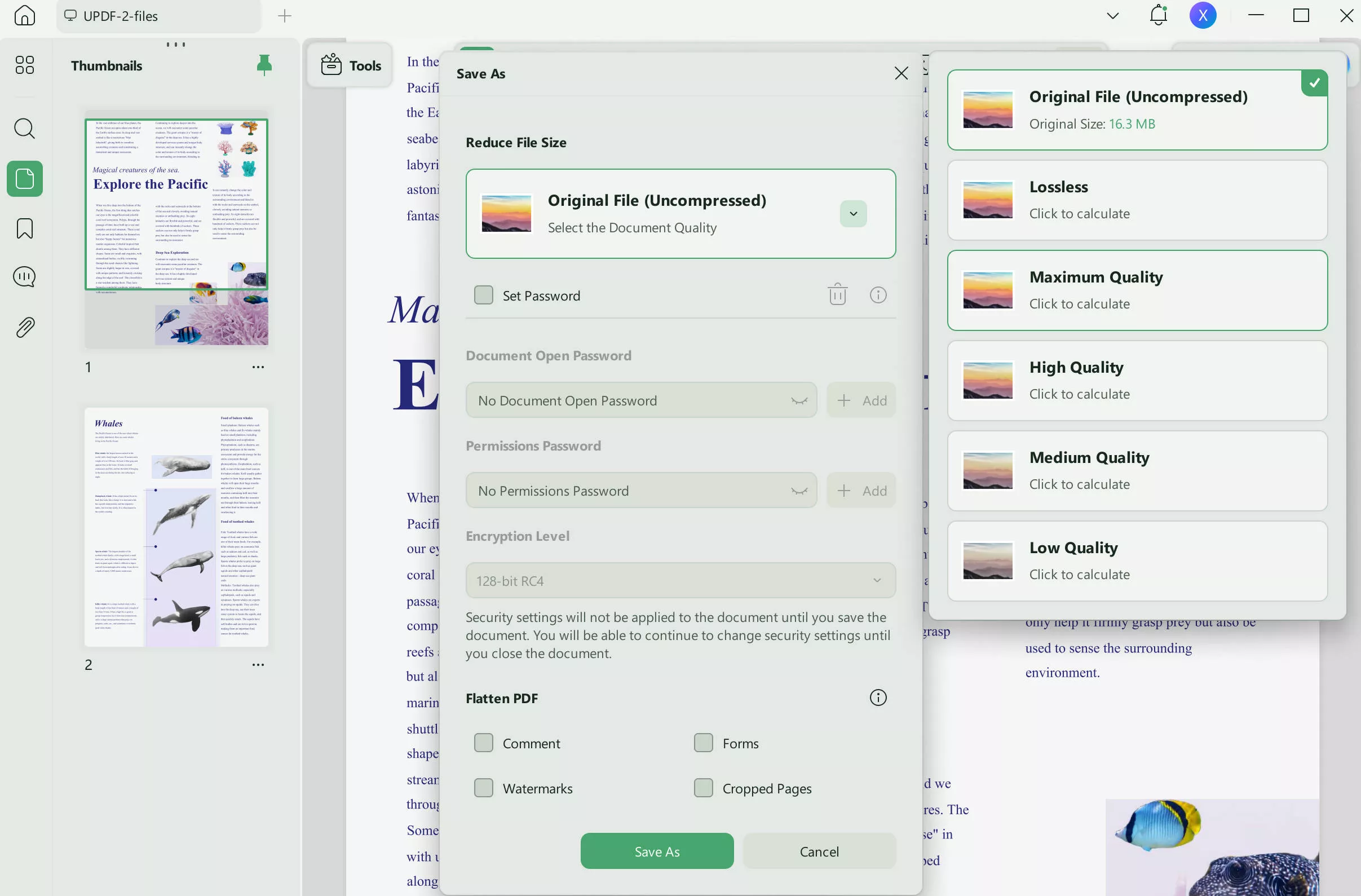 reduce file size updf windows
