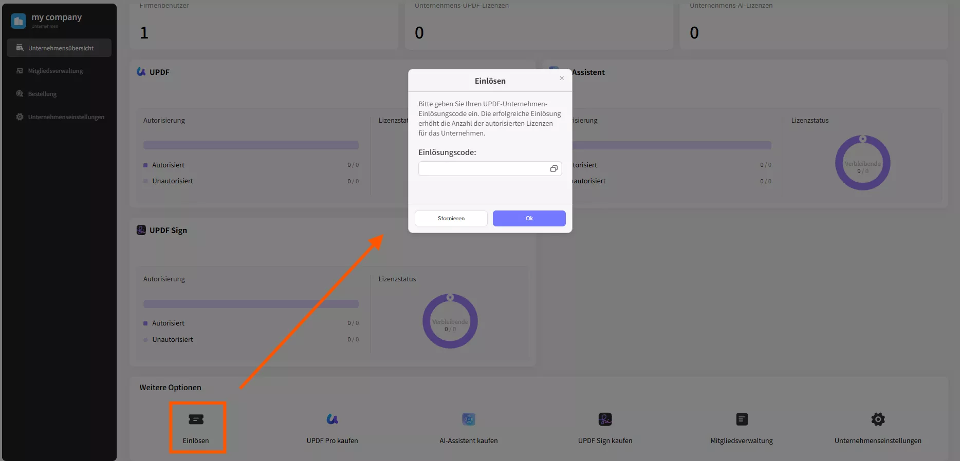 UPDF Unternehmensplan benutzerhandbuch