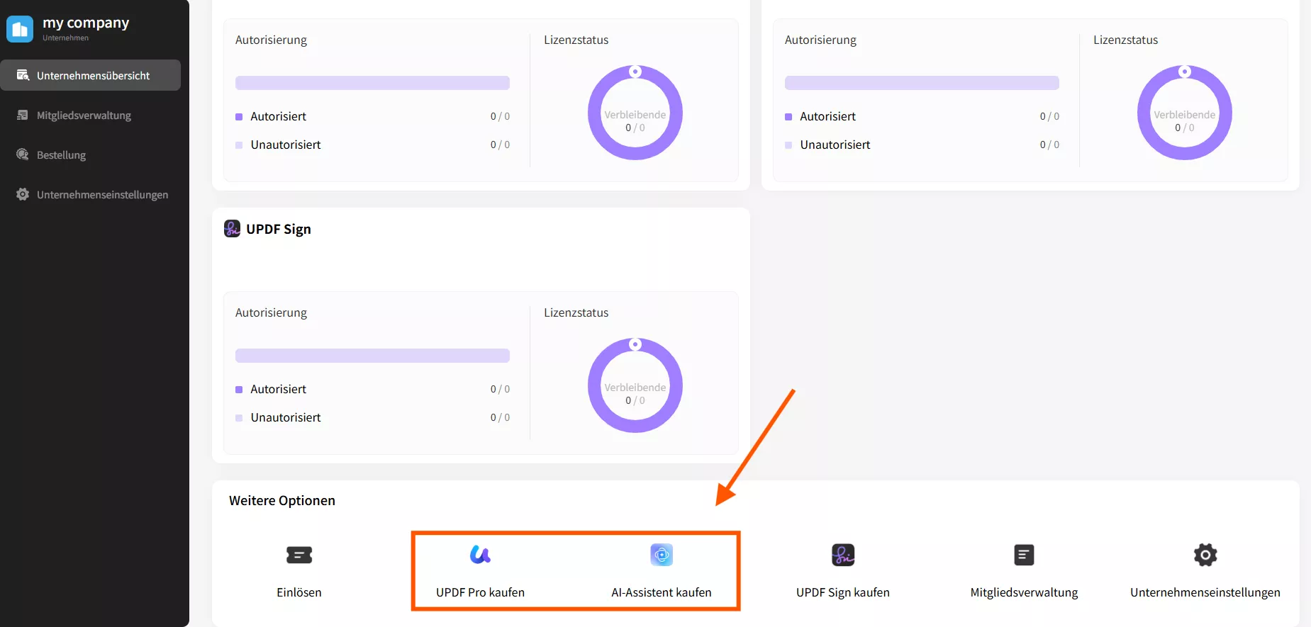 UPDF Unternehmensplan benutzerhandbuch
