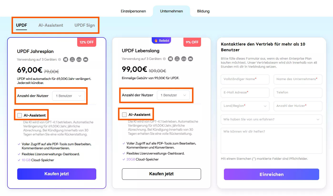 updf Enterprise Plan kaufen