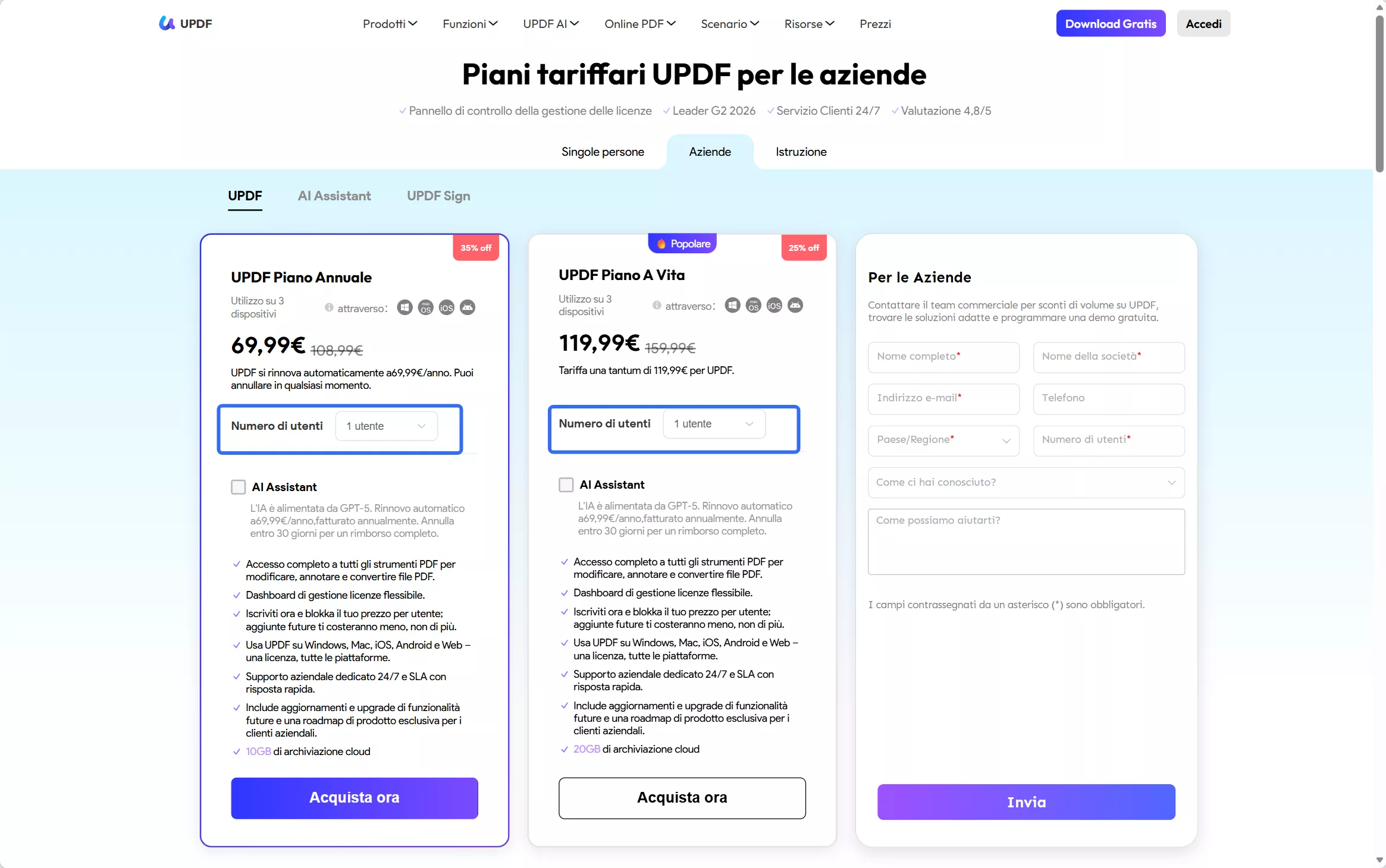 Acquistare il Piano Aziendale