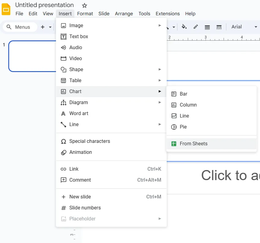 add chart in google slides