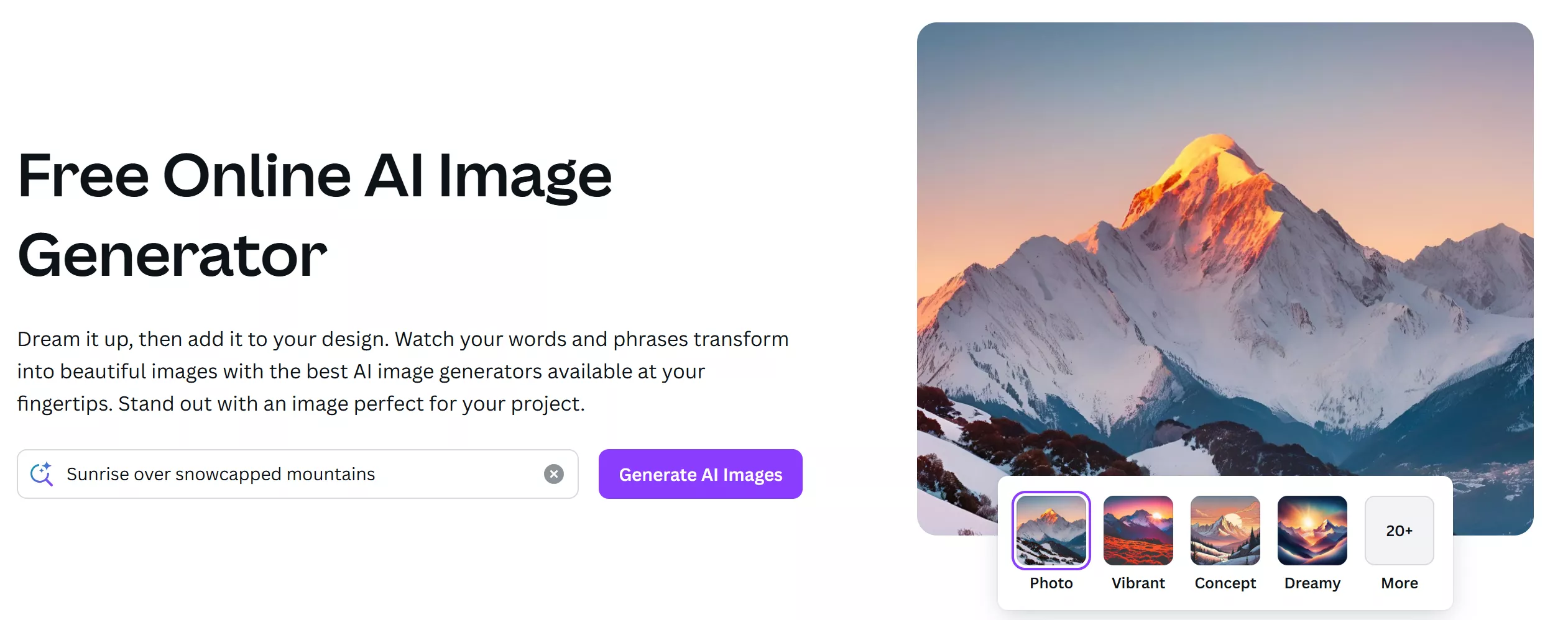 Canva AI image generator