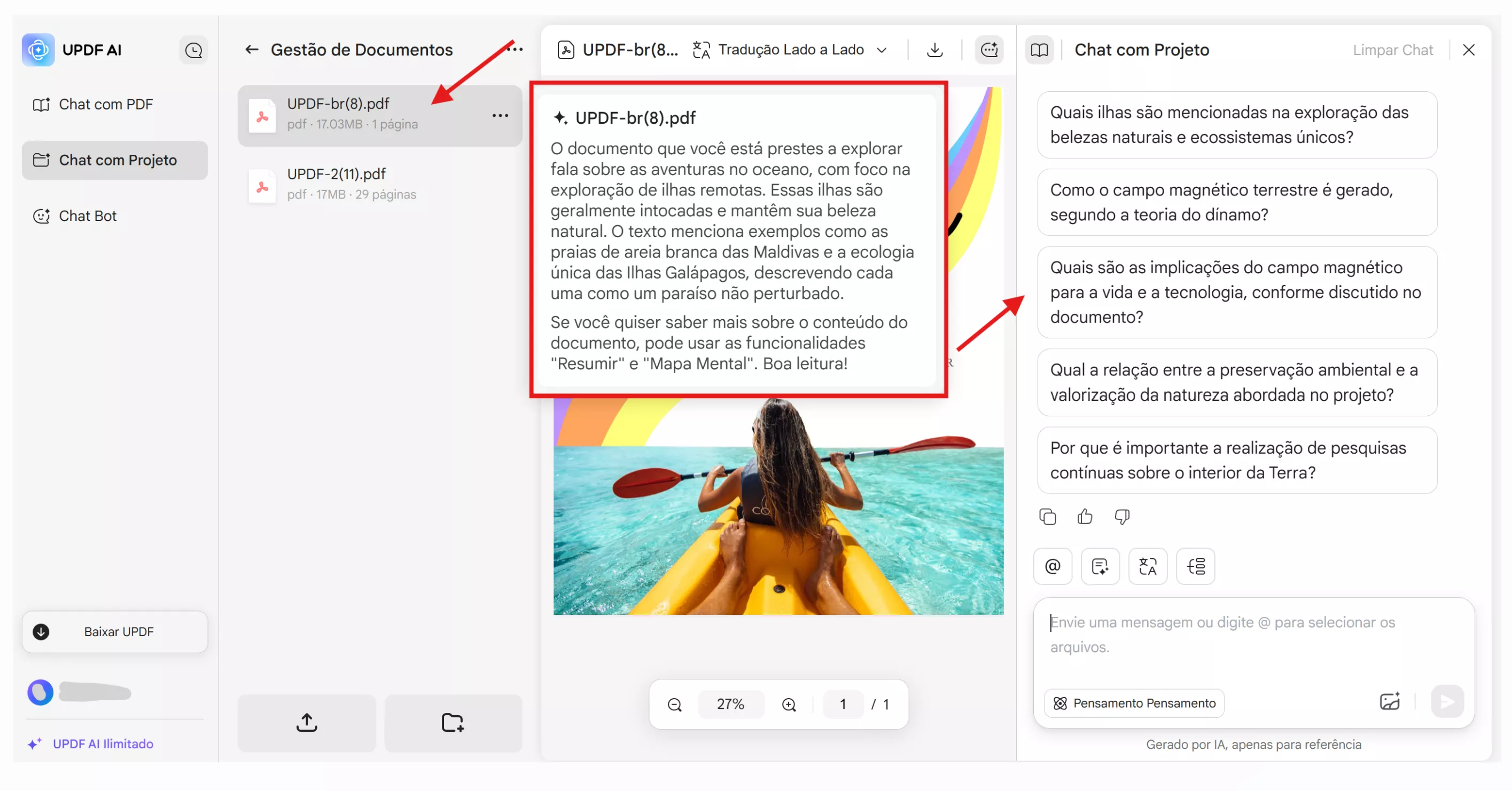 visualizar resumos de múltiplos PDFs
