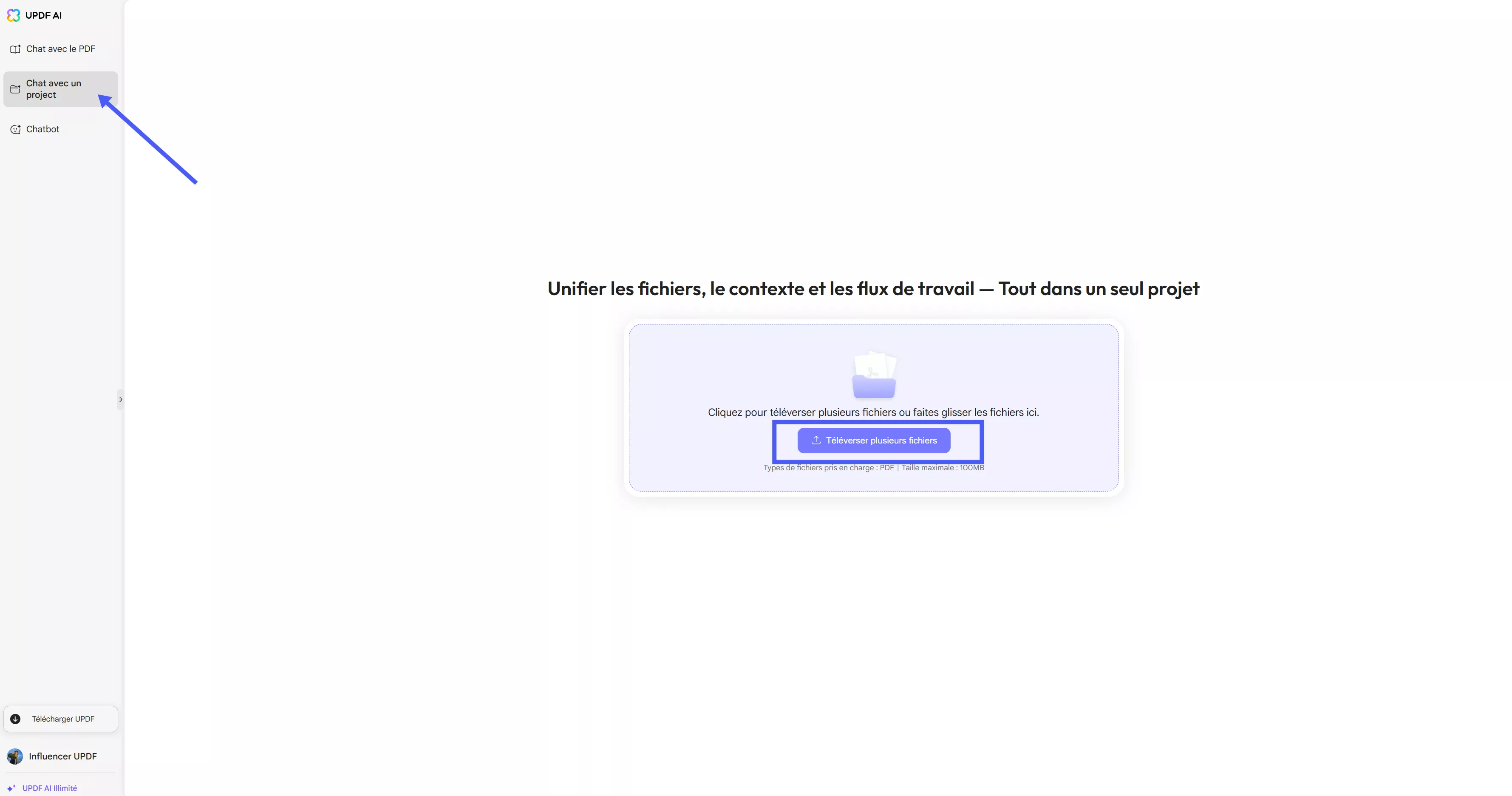 upload multiple files chat project