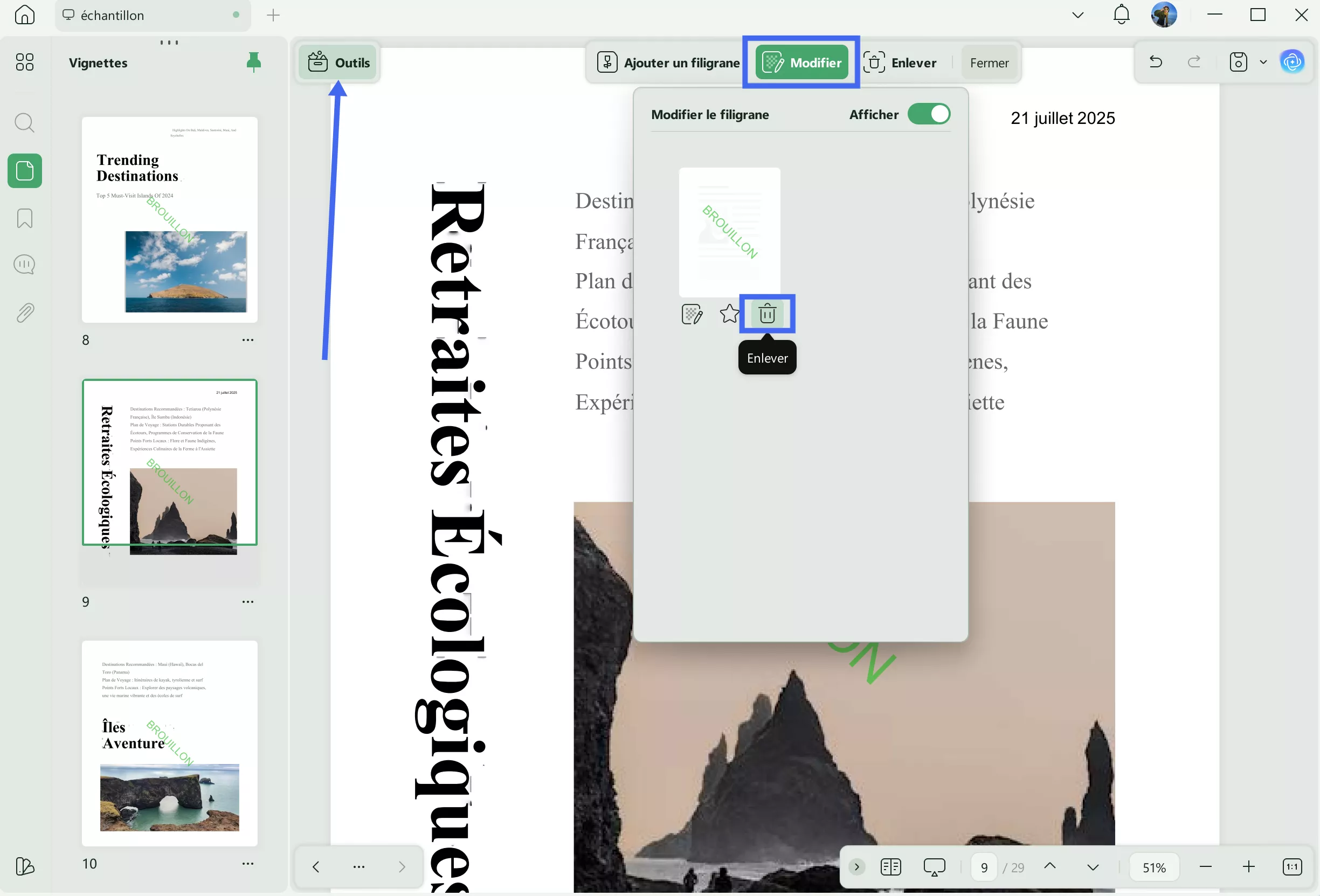 enlever un filigrane