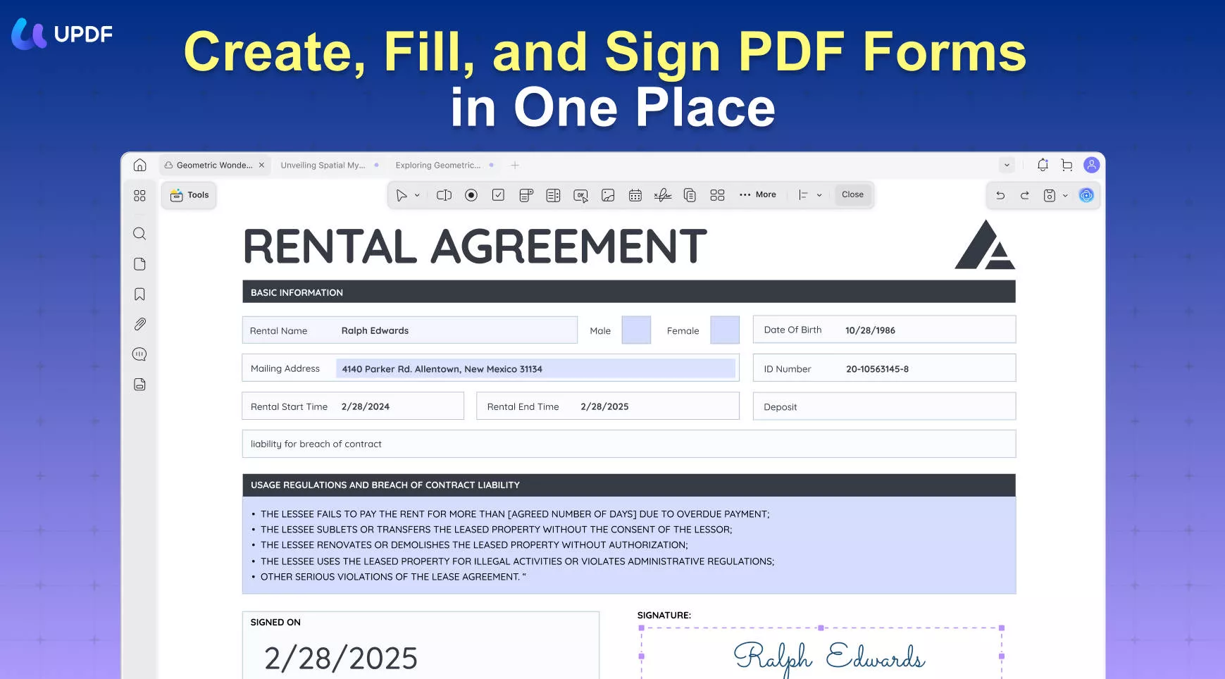 pdf form creation in updf