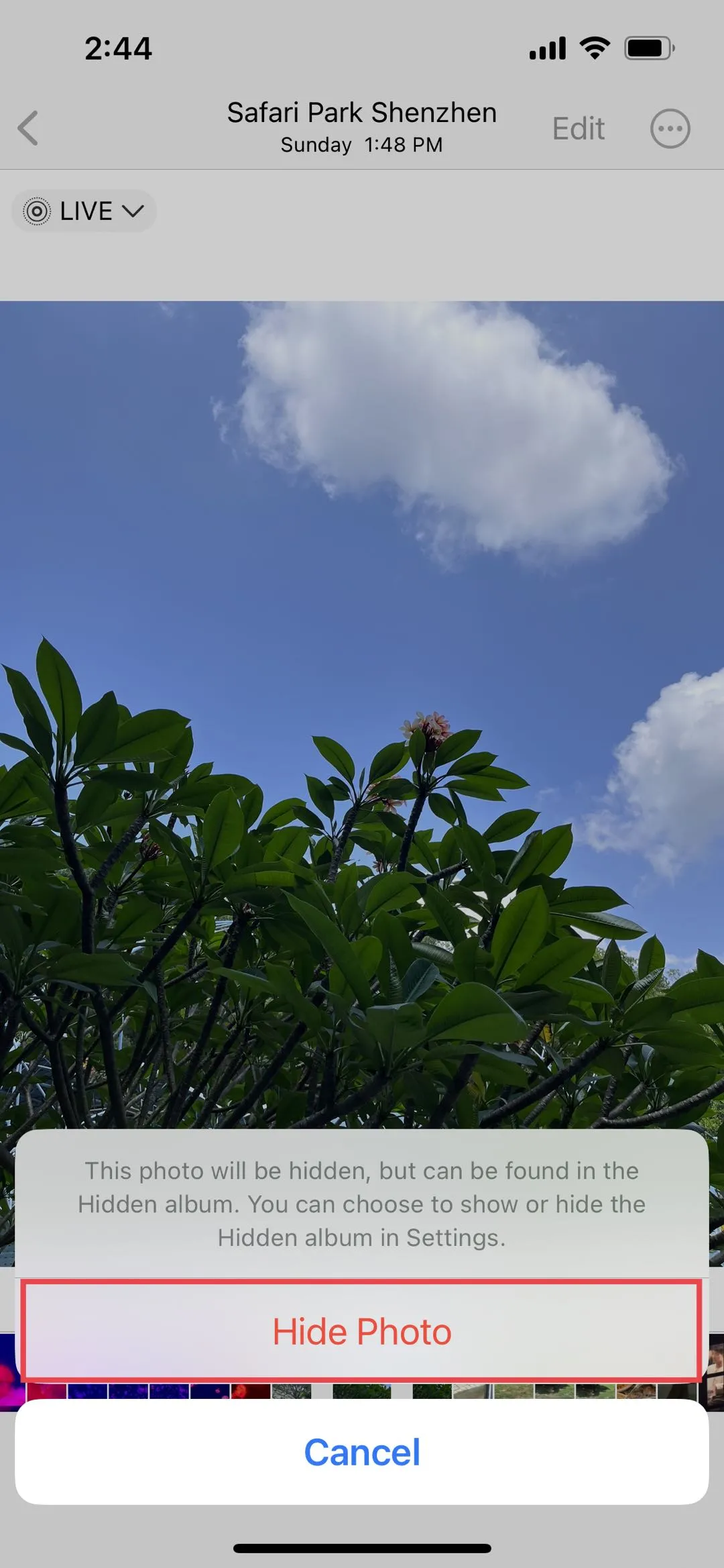 iPhoneで写真を隠す