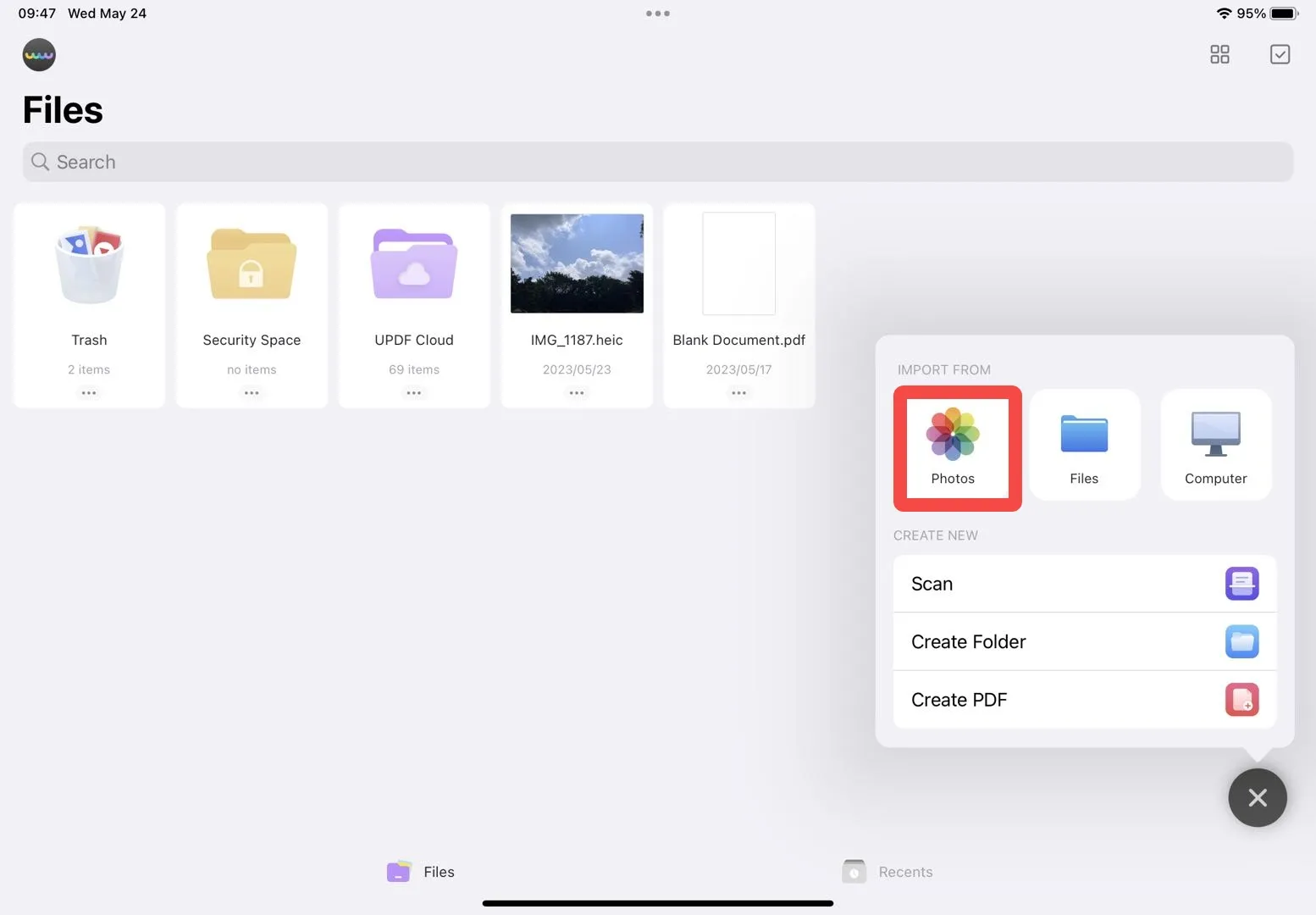 import photo from updf