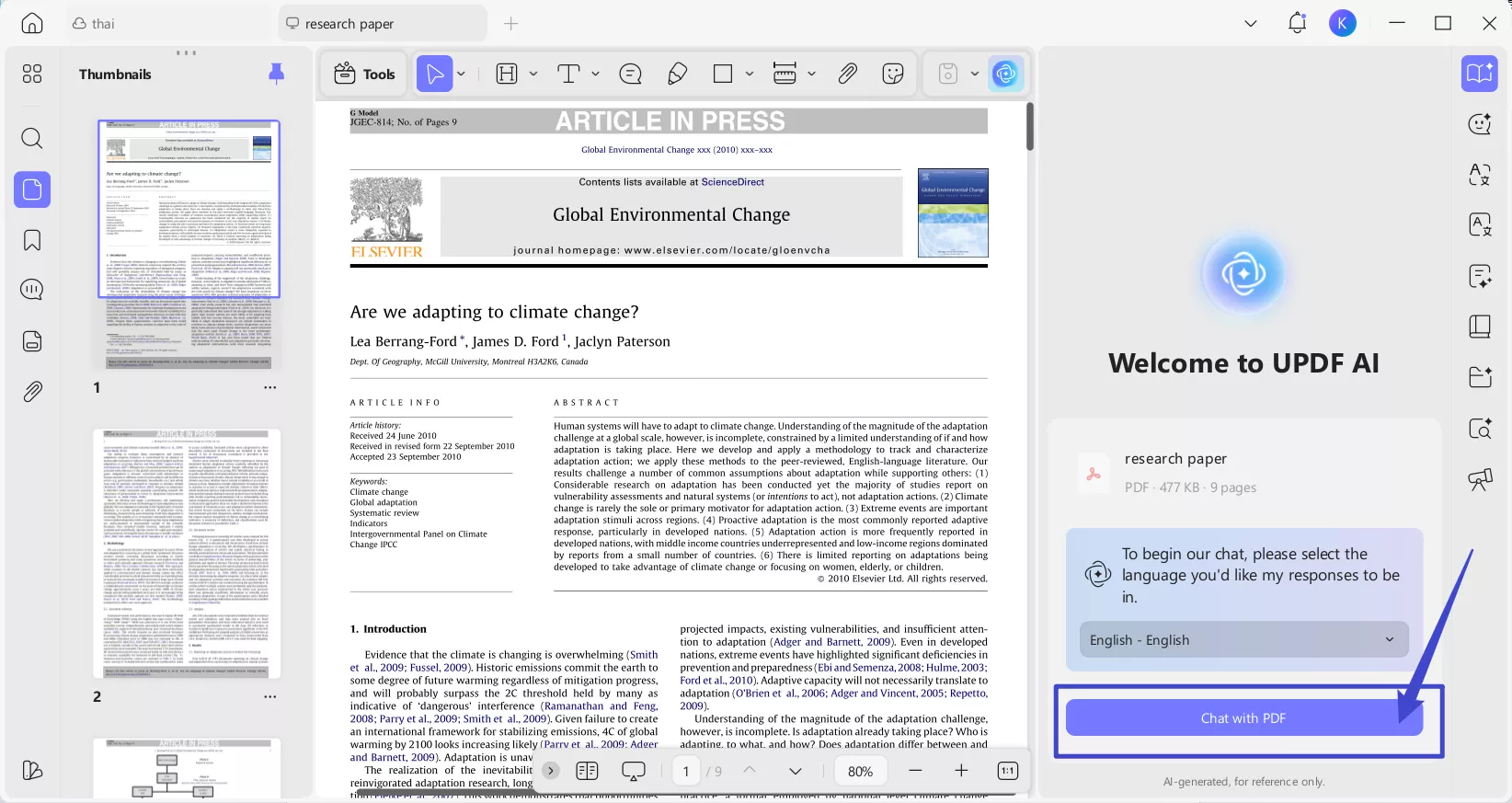 navigate to the ask pdf feature