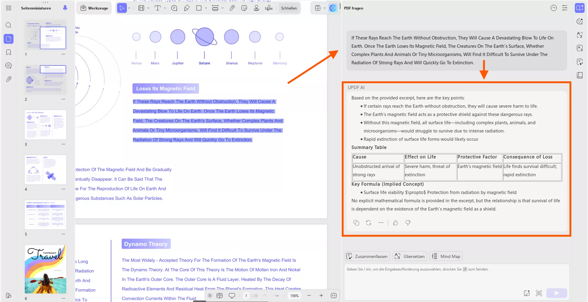 zusammengefasster generierter Inhalt