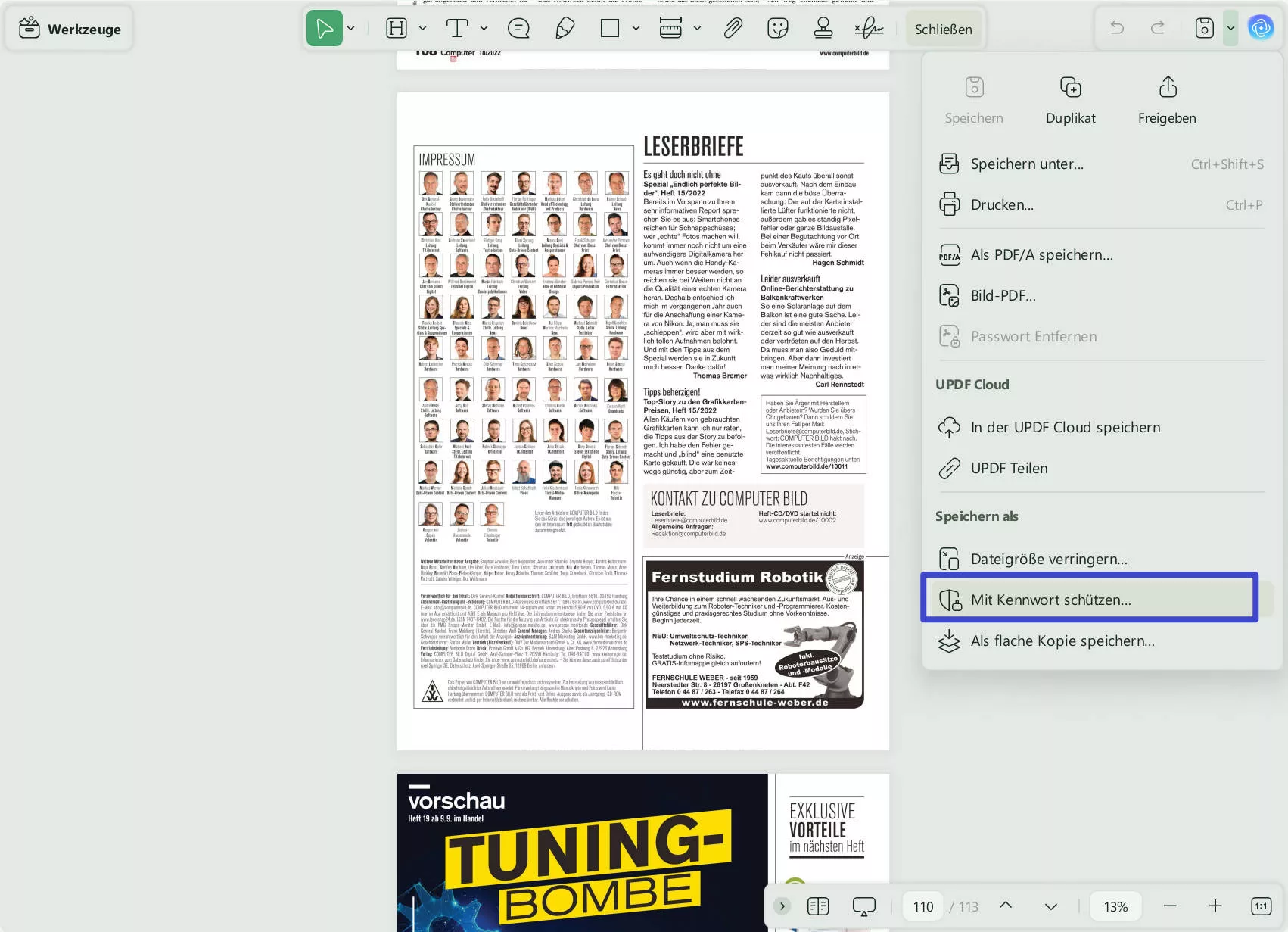 Passwort festlegen mit UPDF