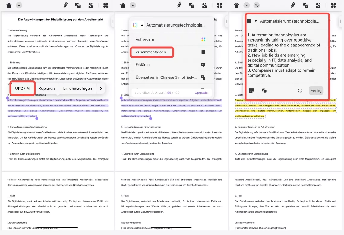 Gewinnen Sie ein UPDF-KI-Zusammenfassungs-Popup