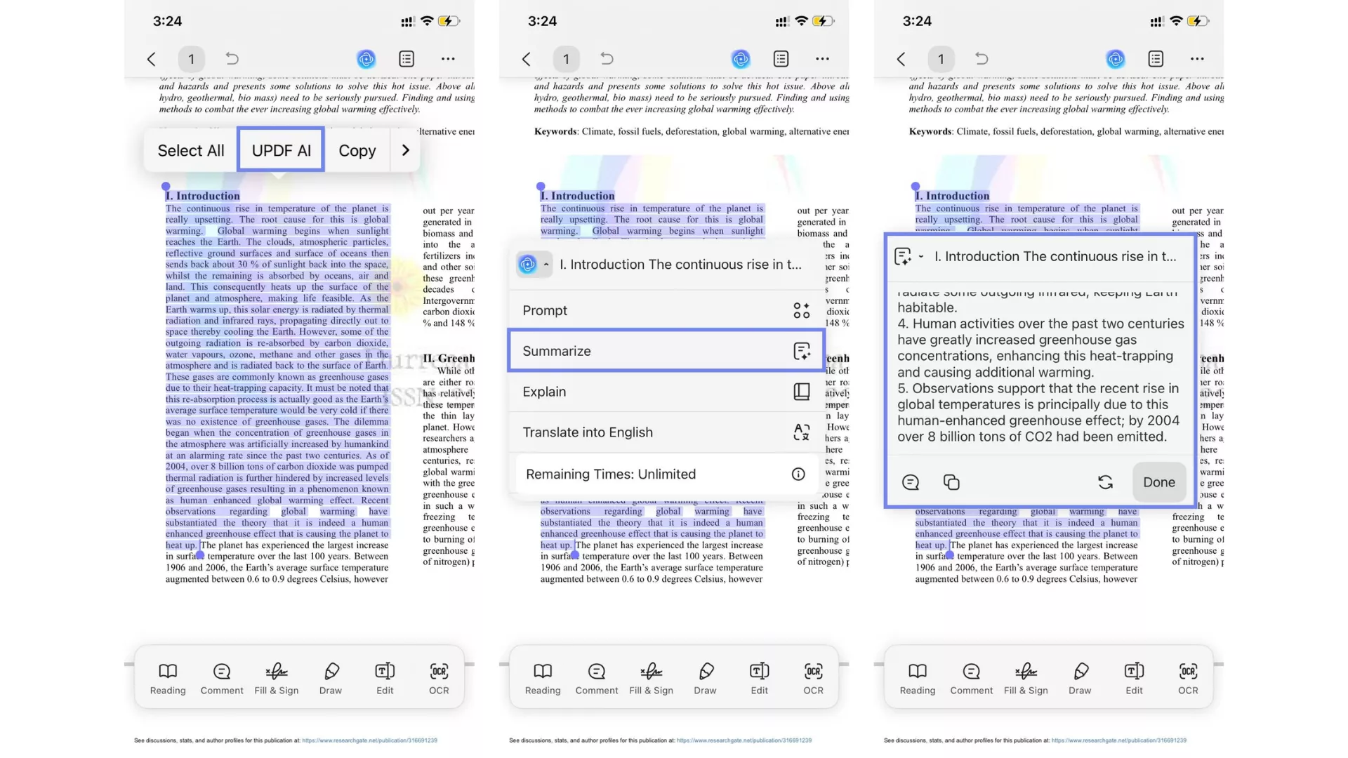 select and summarize the content