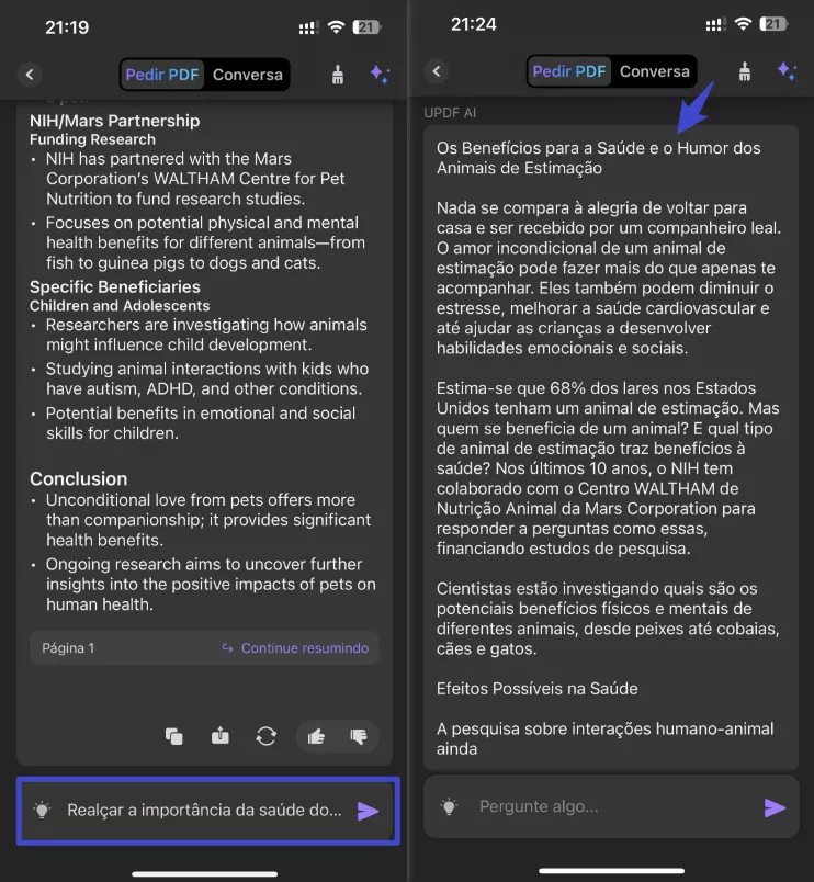 insira o prompt desejado e envie
