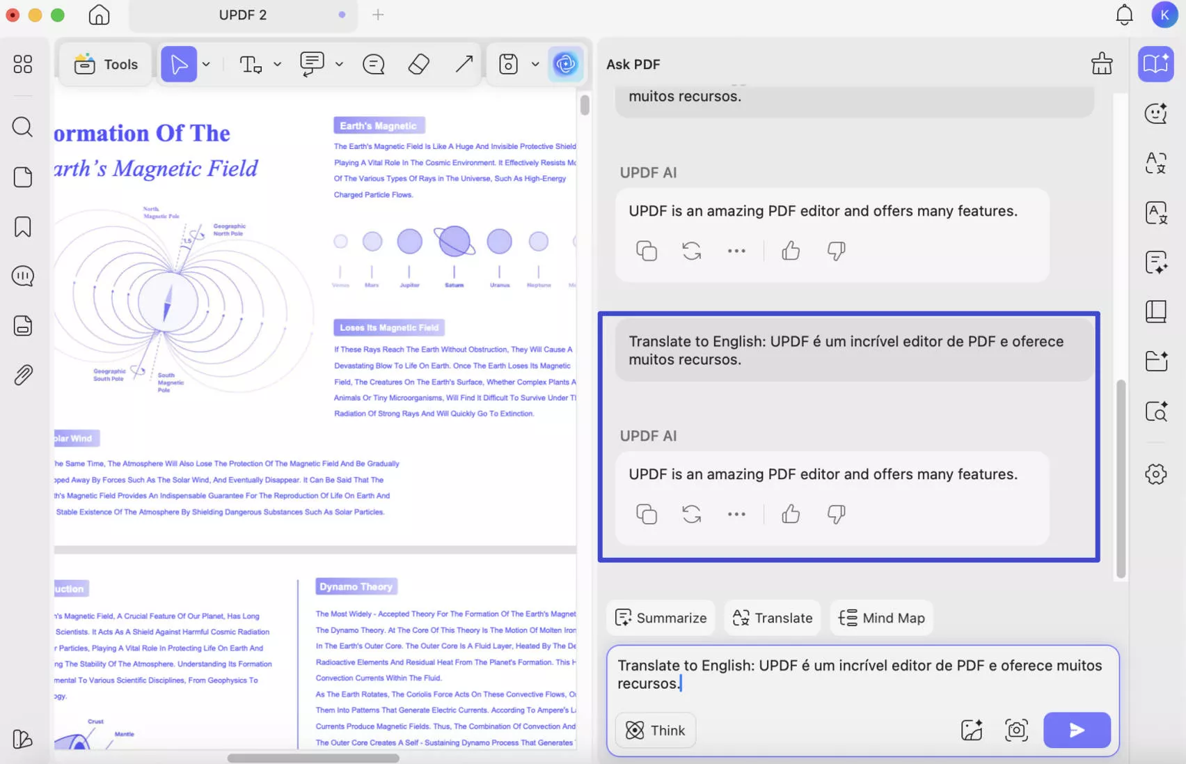 Use chatgpt to translate to english with UPDF AI