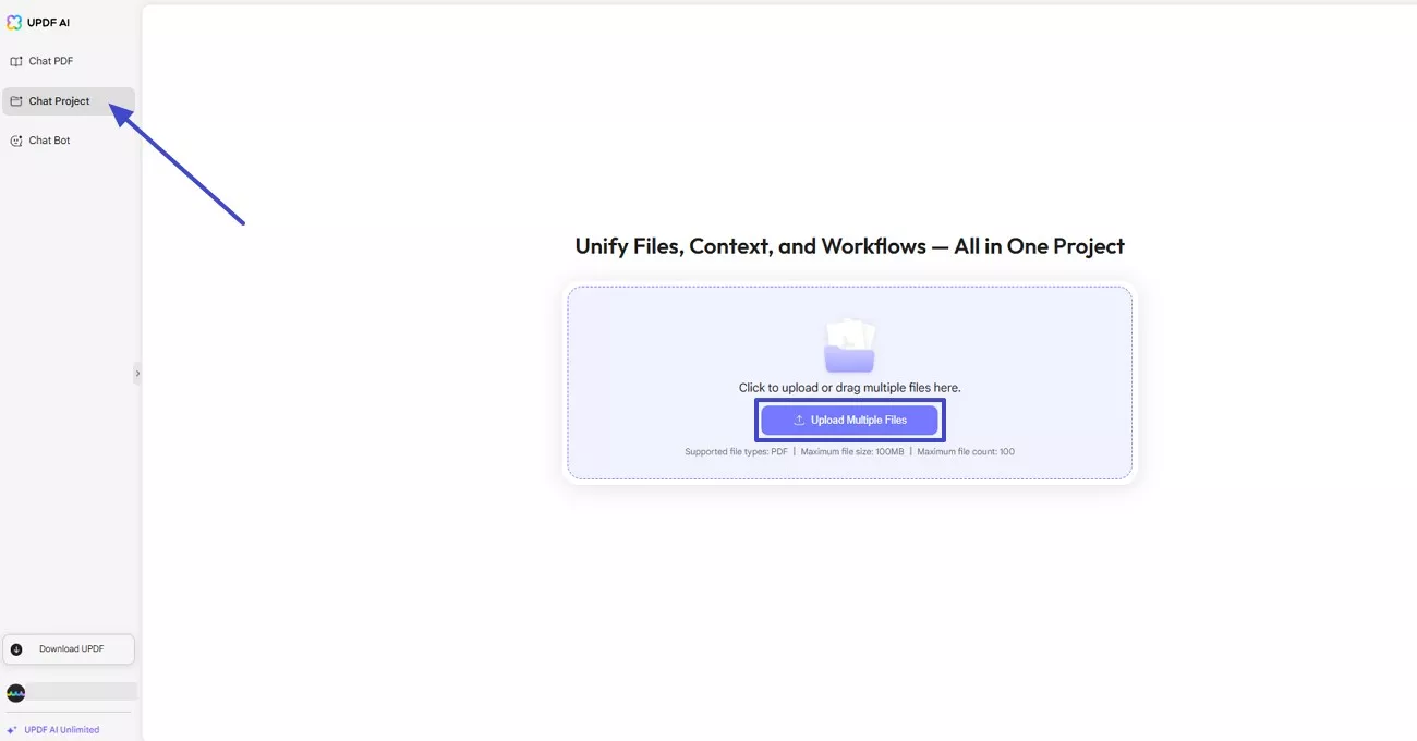 upload multiple files chat project
