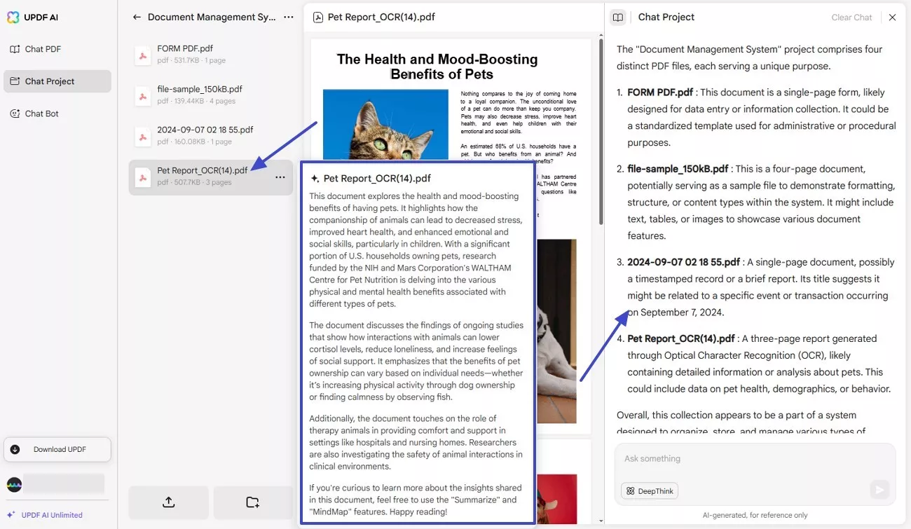 view multiple pdfs summaries