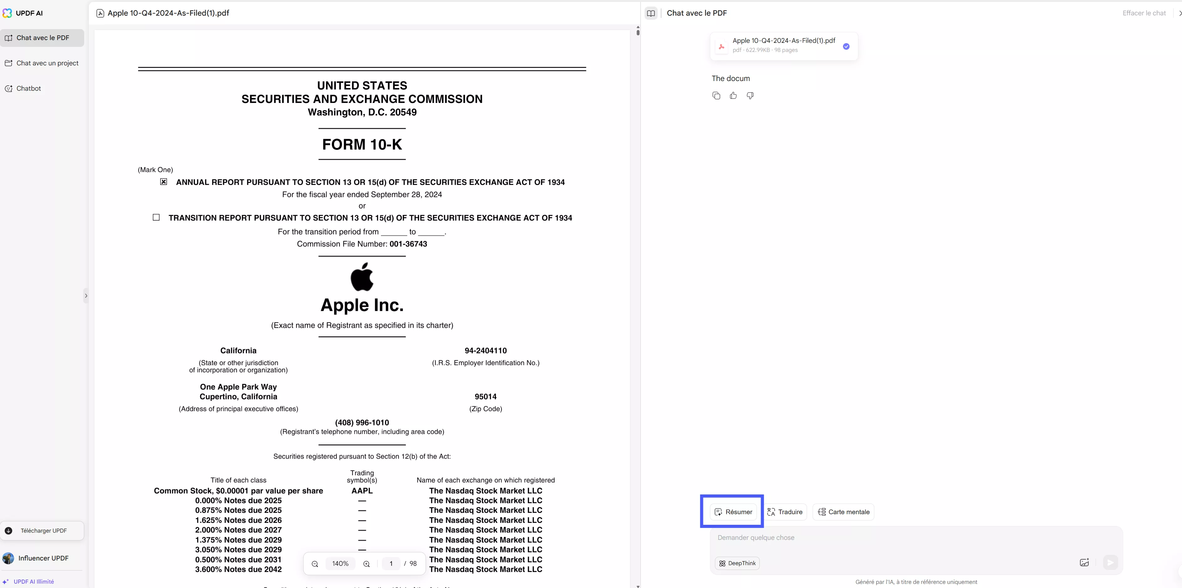 choose summarize tab