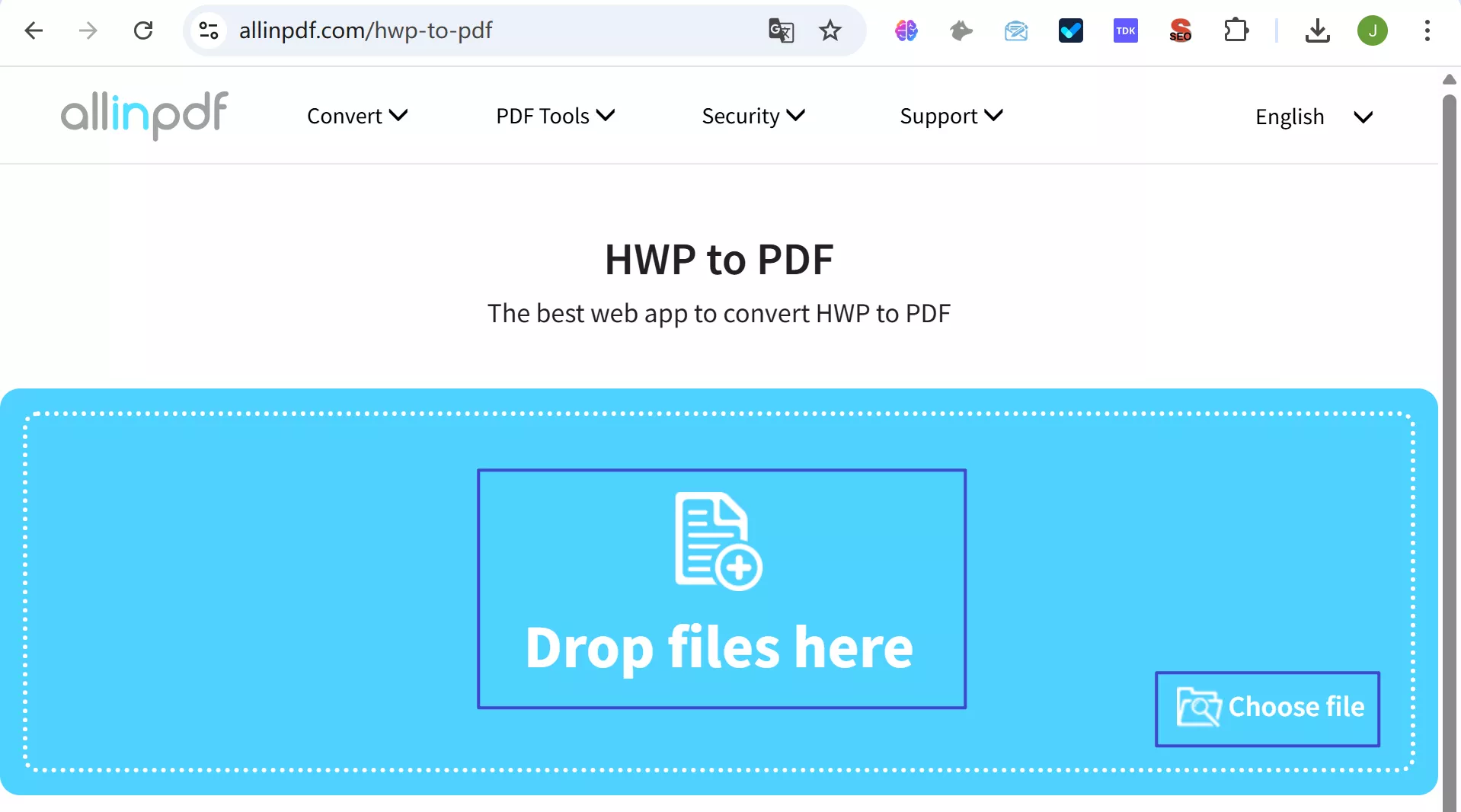 allinpdf choose or drop file