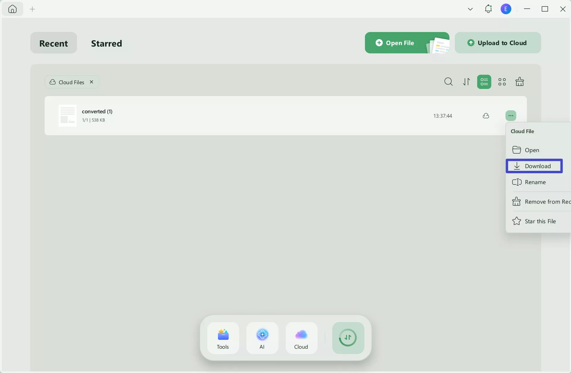 Downlod PDF file from UPDF Cloud