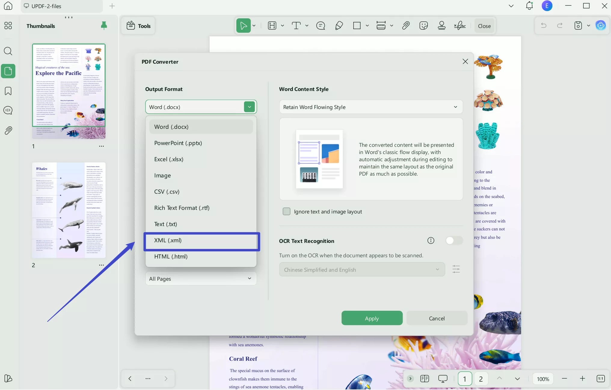 Convert a PowerPoint File to XML Format using UPDF