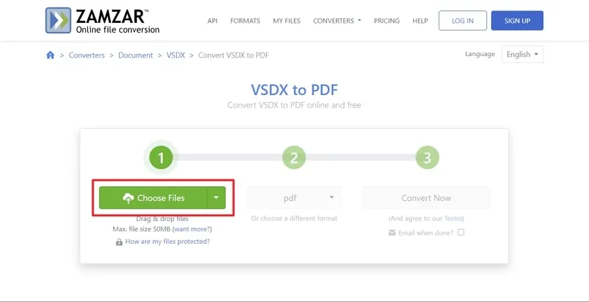 Convert vsdx to pdf zamzar with choosing files