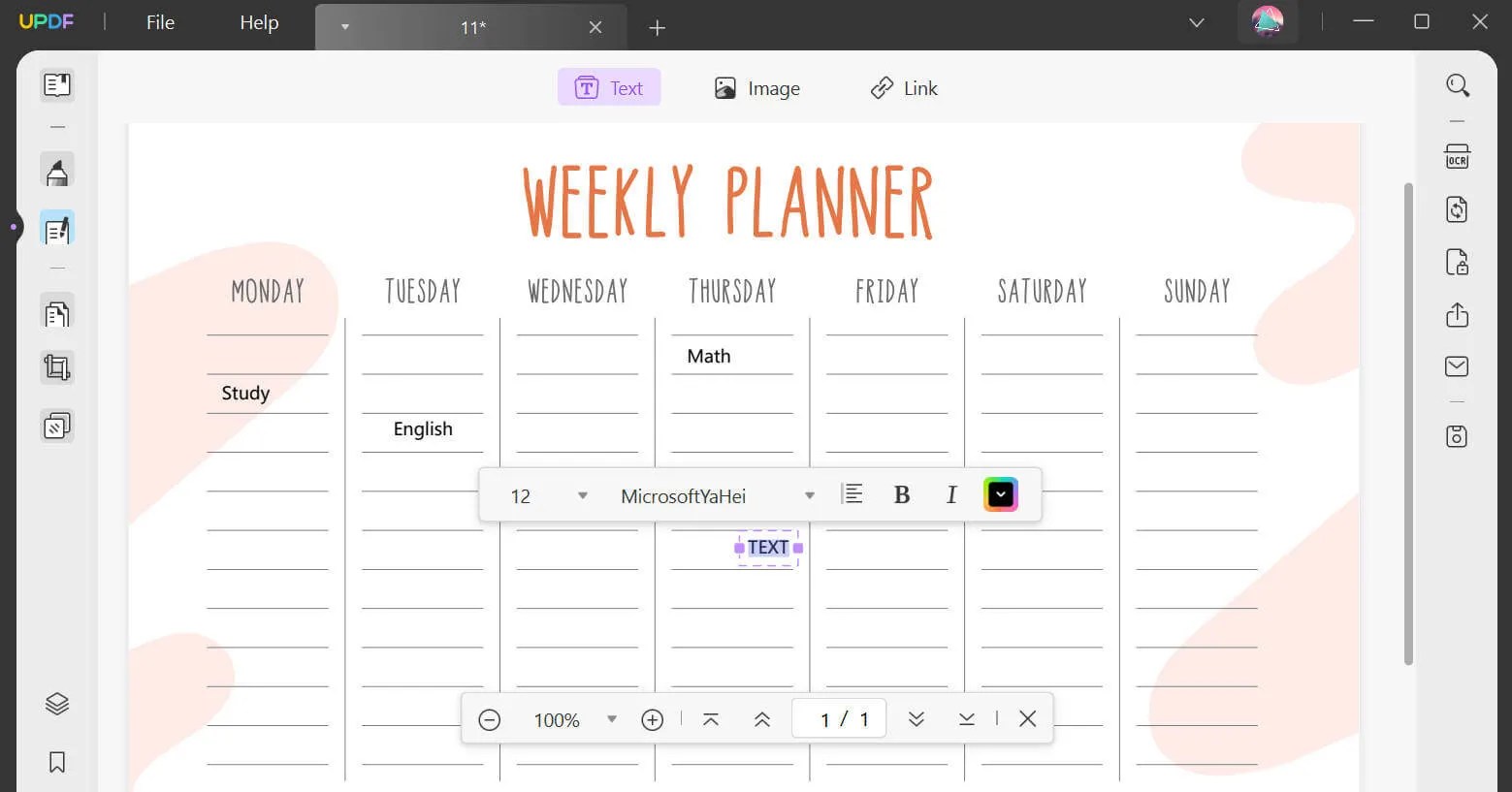 edit weekly planner pdf