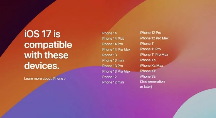 ios 17 supported devices