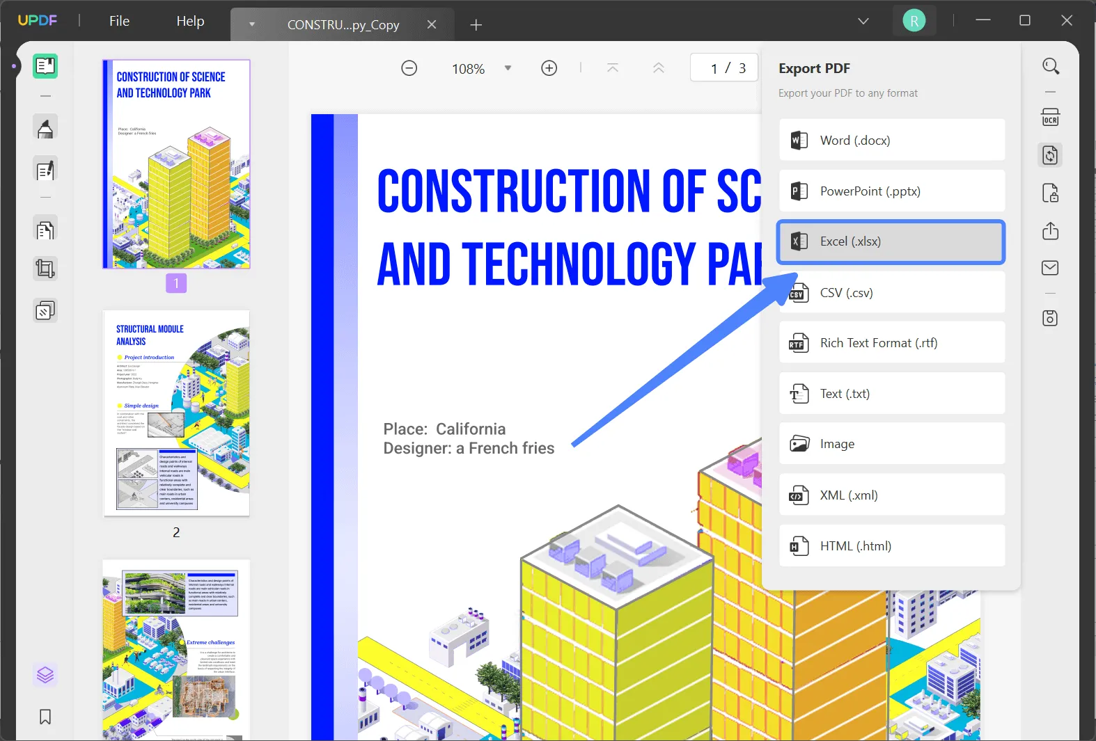 pdf to excel win updf