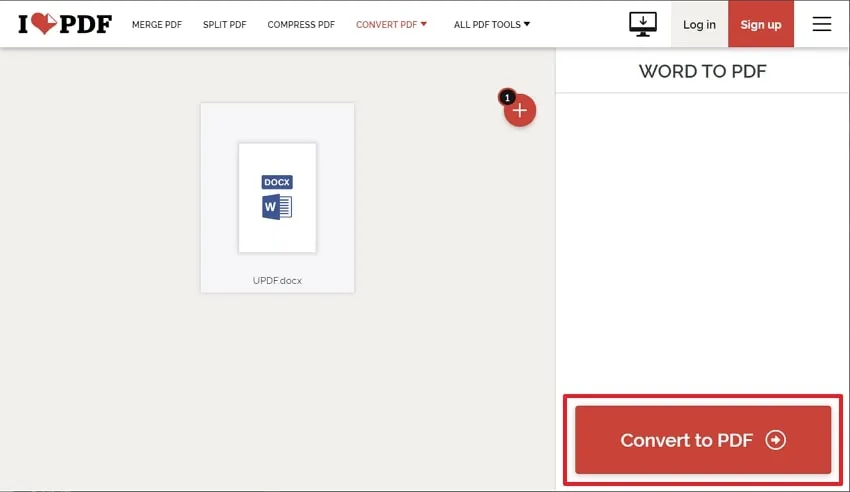 press convert to pdf button in ilovepdf