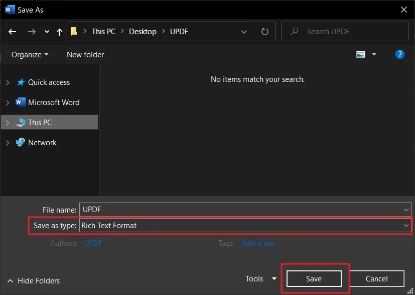 save word as rtf in microsoft word