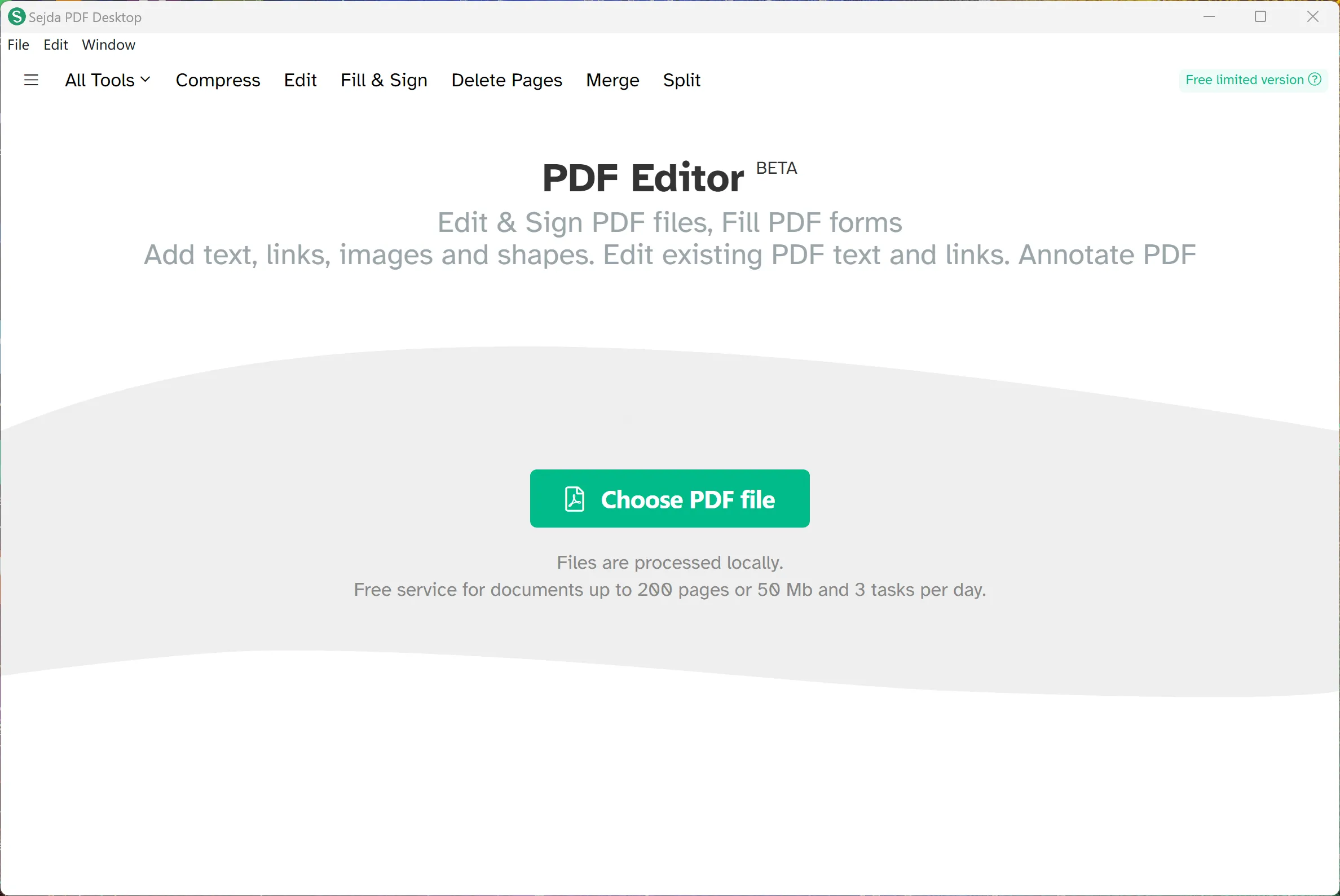 Sejda PDF desktop-app