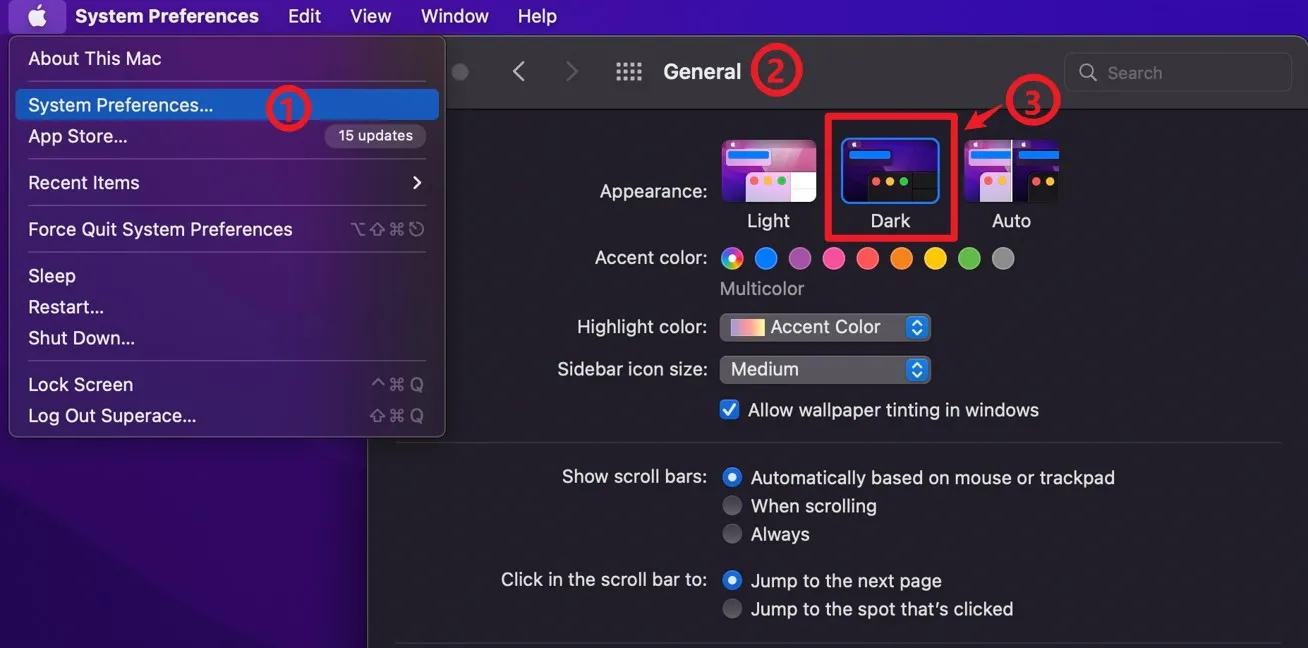 dark mode on mac