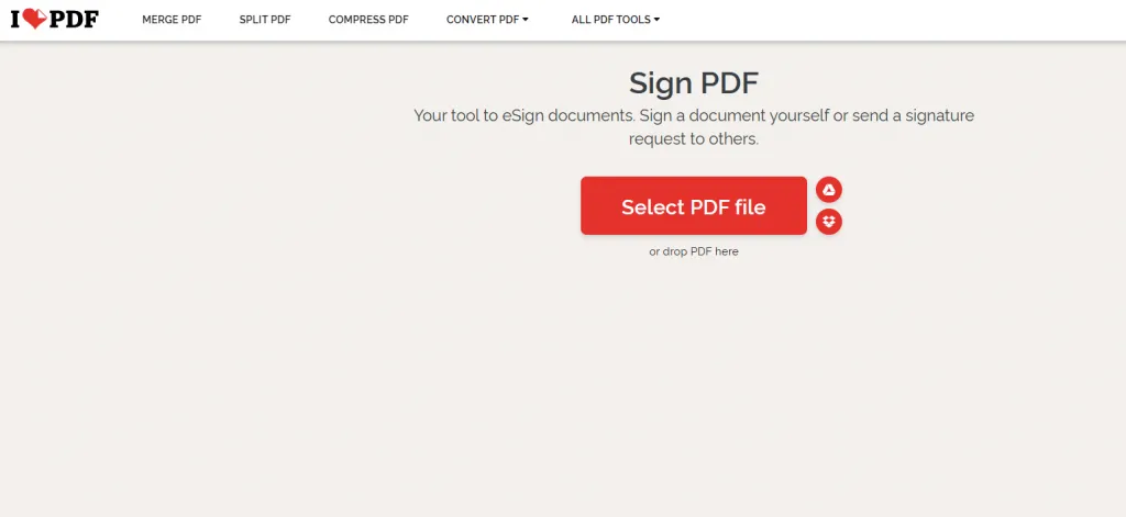 Sign up on iLovePDF