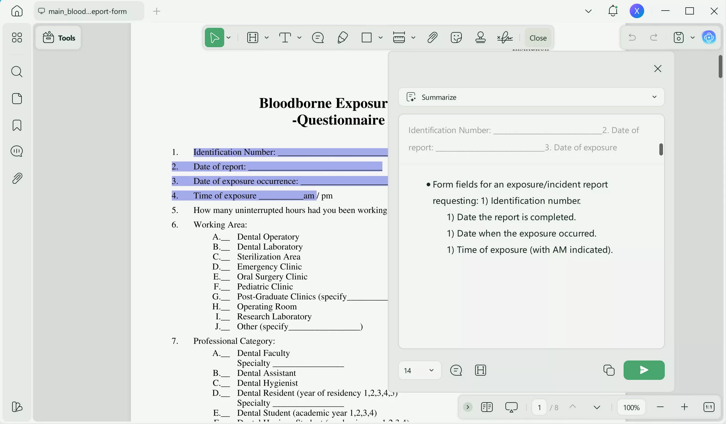 summarize medial report with ai