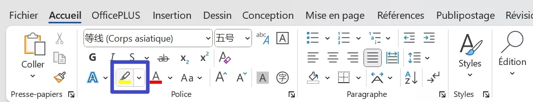 couleur de surlignage du texte word